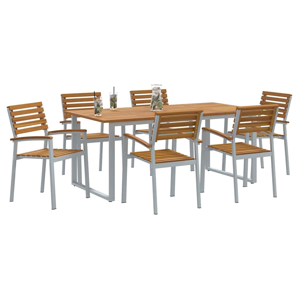 Σέτ φαγητού για κήπο 7 pcs Γκρι Στερεό Ξύλο Ακακίας