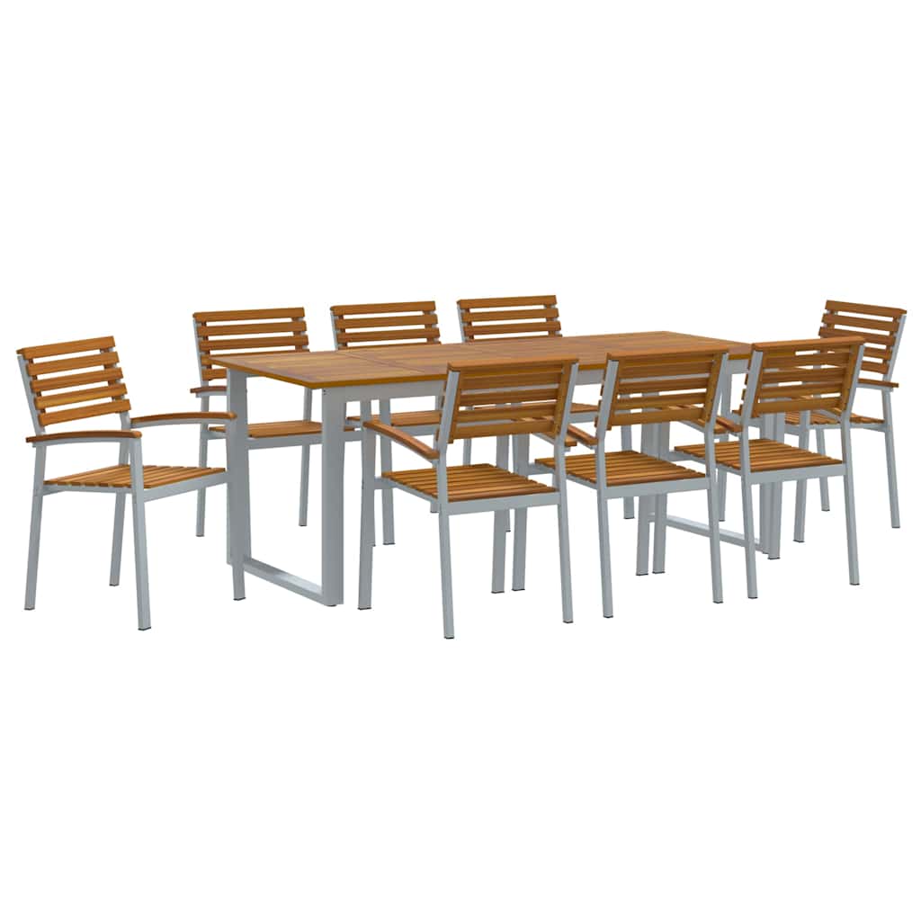 Σέτ φαγητού για κήπο 9 pcs Γκρι Στερεό Ξύλο Ακακίας
