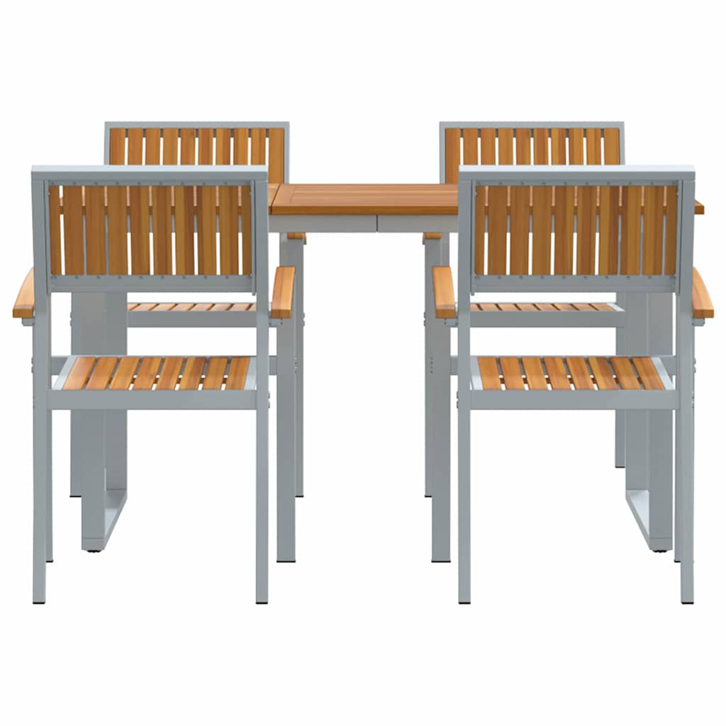 Σέτ φαγητού για κήπο 5 pcs Γκρι Στερεό Ξύλο Ακακίας