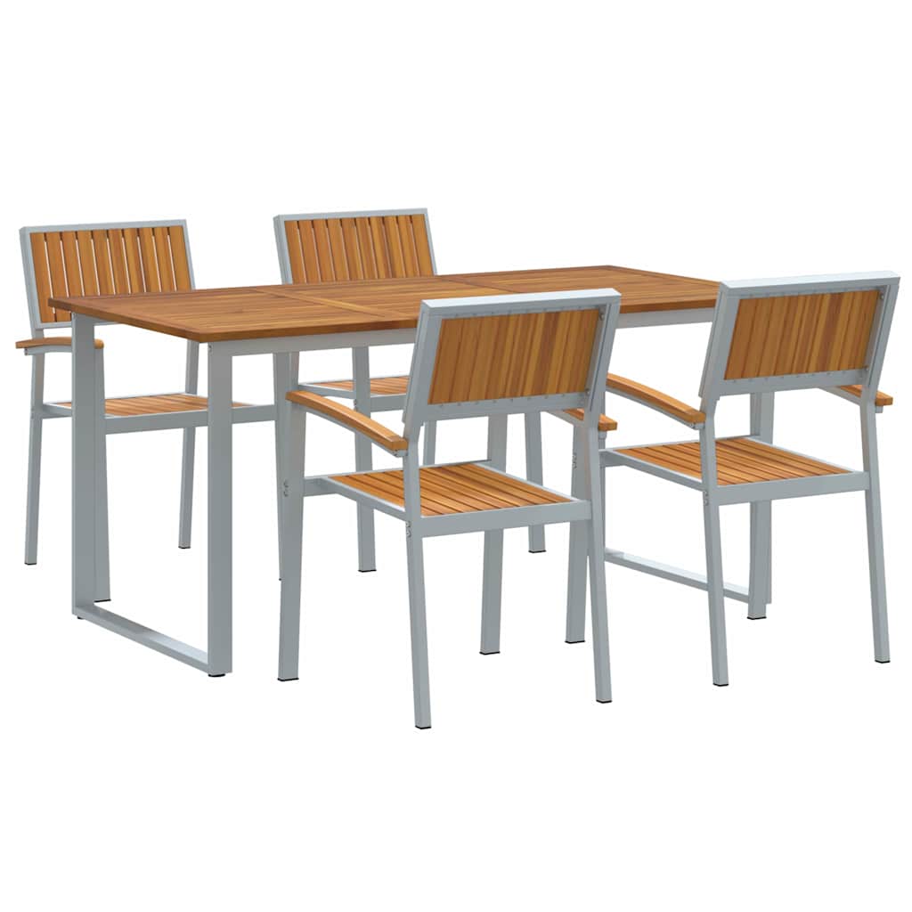 Σέτ φαγητού για κήπο 5 pcs Γκρι Στερεό Ξύλο Ακακίας