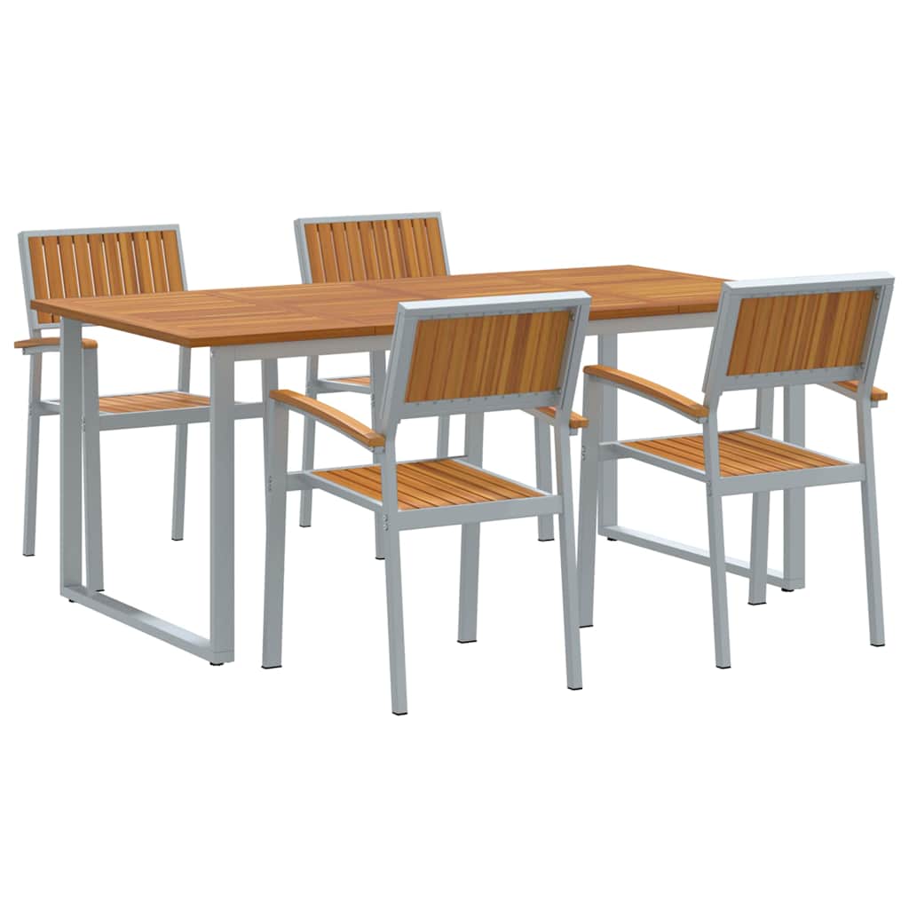 Σέτ φαγητού για κήπο 5 pcs Γκρι Στερεό Ξύλο Ακακίας