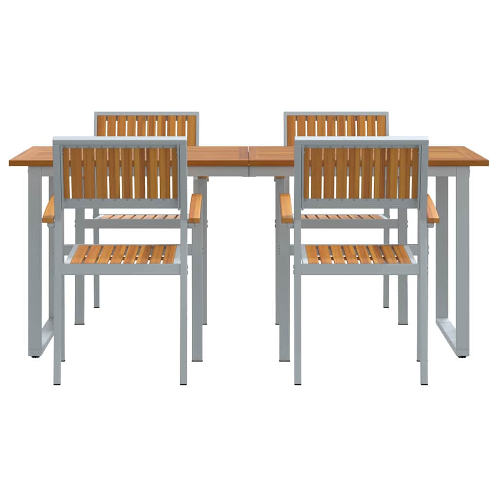 Σέτ φαγητού για κήπο 5 pcs Γκρι Στερεό Ξύλο Ακακίας