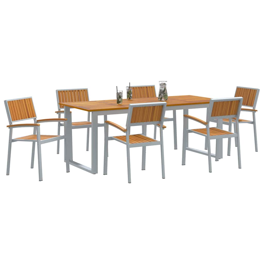 Σέτ φαγητού για κήπο 7 pcs Γκρι Στερεό Ξύλο Ακακίας