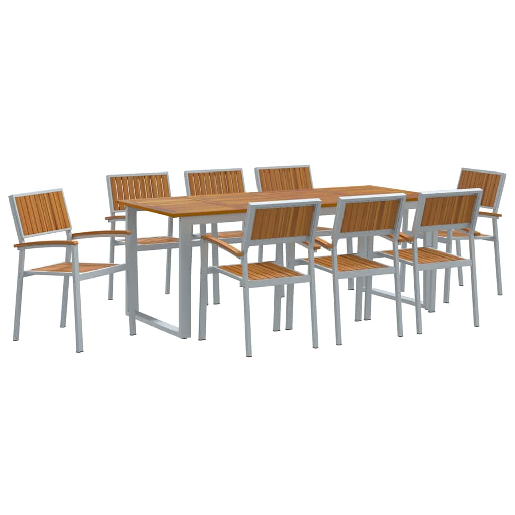 Σέτ φαγητού για κήπο 9 pcs Γκρι Στερεό Ξύλο Ακακίας