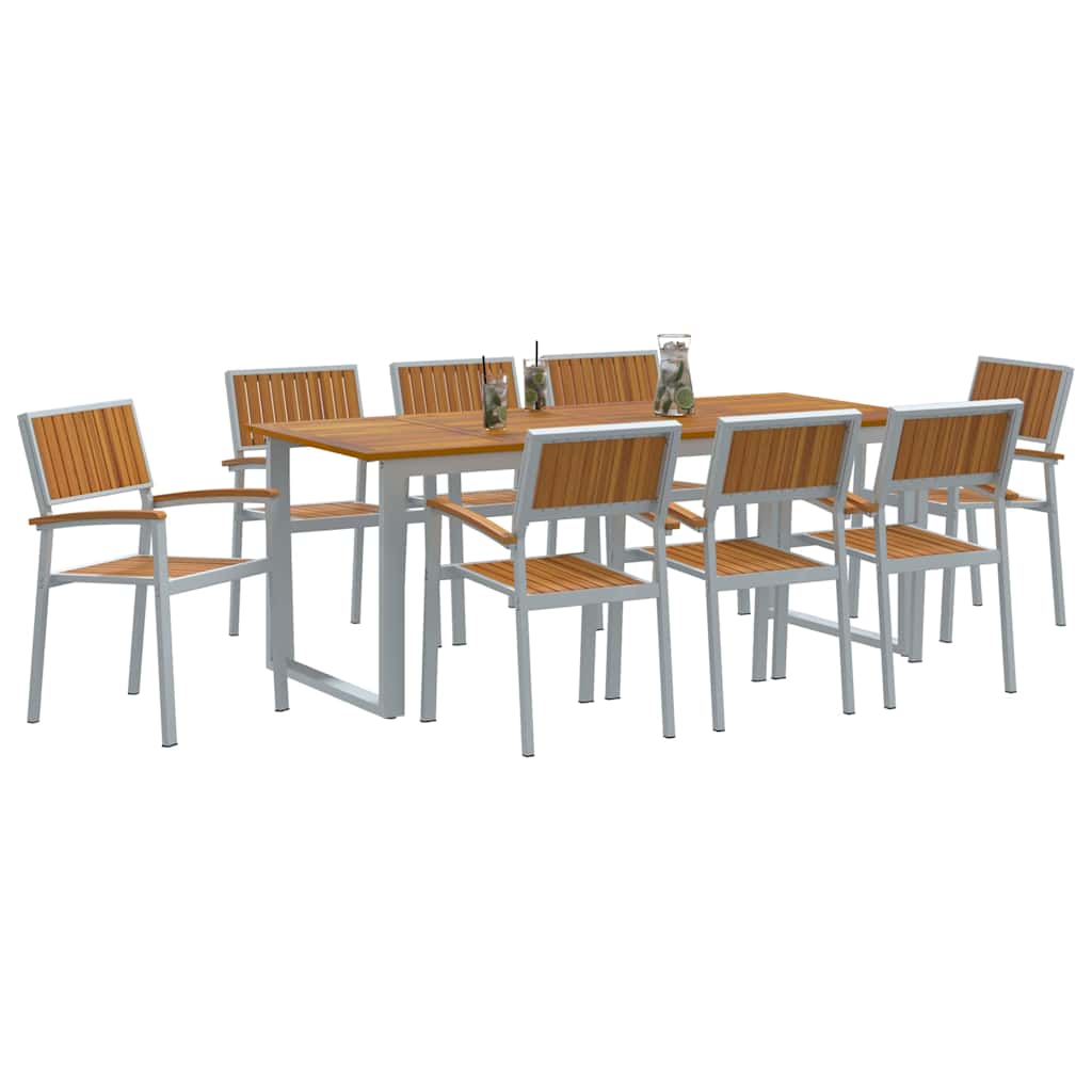 Σέτ φαγητού για κήπο 9 pcs Γκρι Στερεό Ξύλο Ακακίας