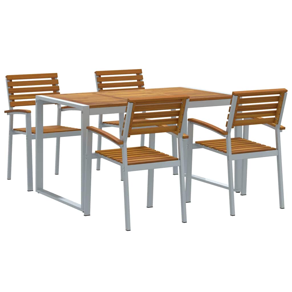 Σέτ φαγητού για κήπο 5 pcs Γκρι Στερεό Ξύλο Ακακίας