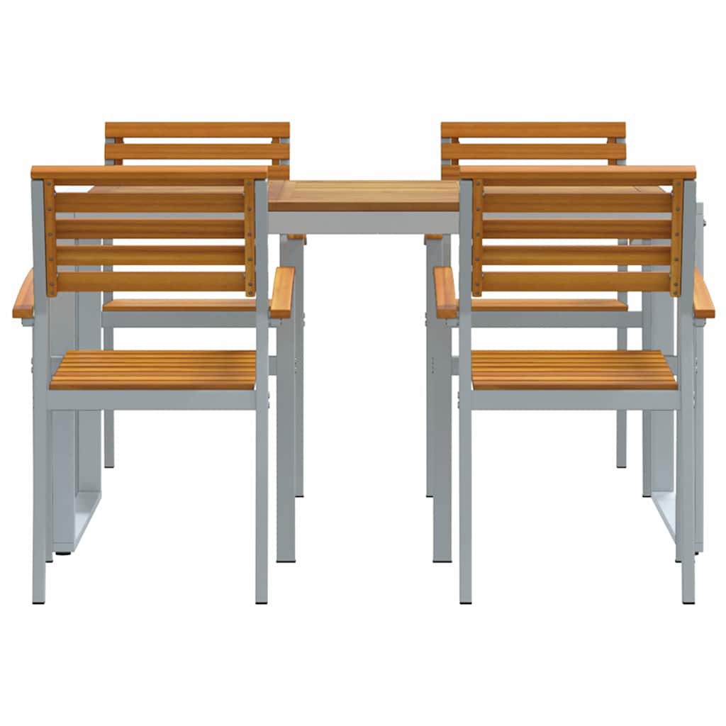 Σέτ φαγητού για κήπο 5 pcs Γκρι Στερεό Ξύλο Ακακίας