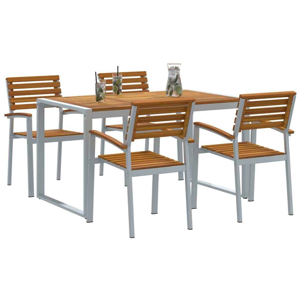 Σέτ φαγητού για κήπο 5 pcs Γκρι Στερεό Ξύλο Ακακίας
