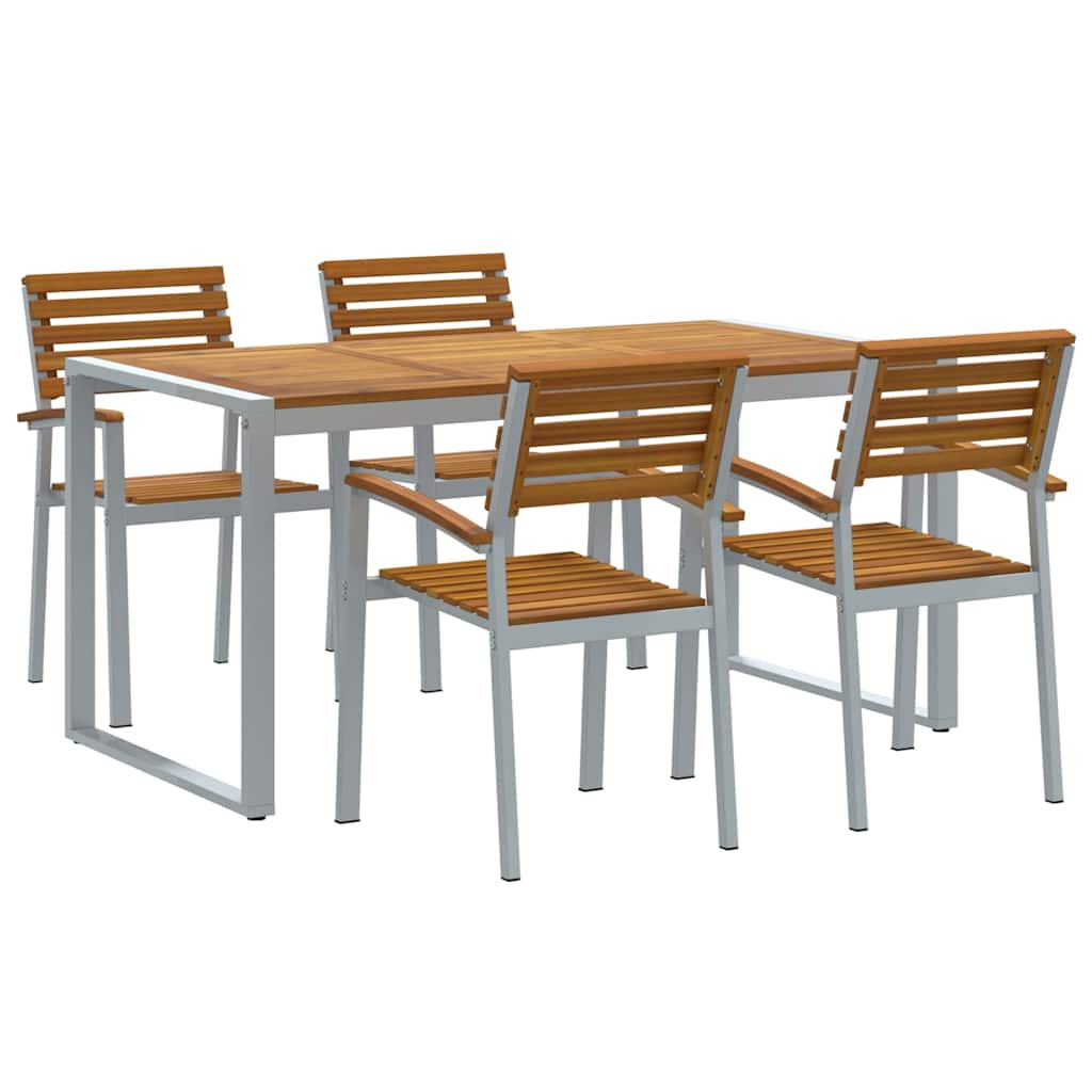 Σέτ φαγητού για κήπο 5 pcs Γκρι Στερεό Ξύλο Ακακίας