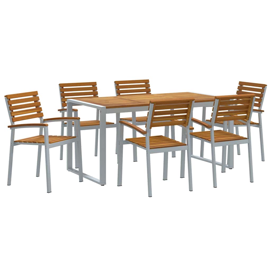 Σέτ φαγητού για κήπο 7 pcs Γκρι Στερεό Ξύλο Ακακίας