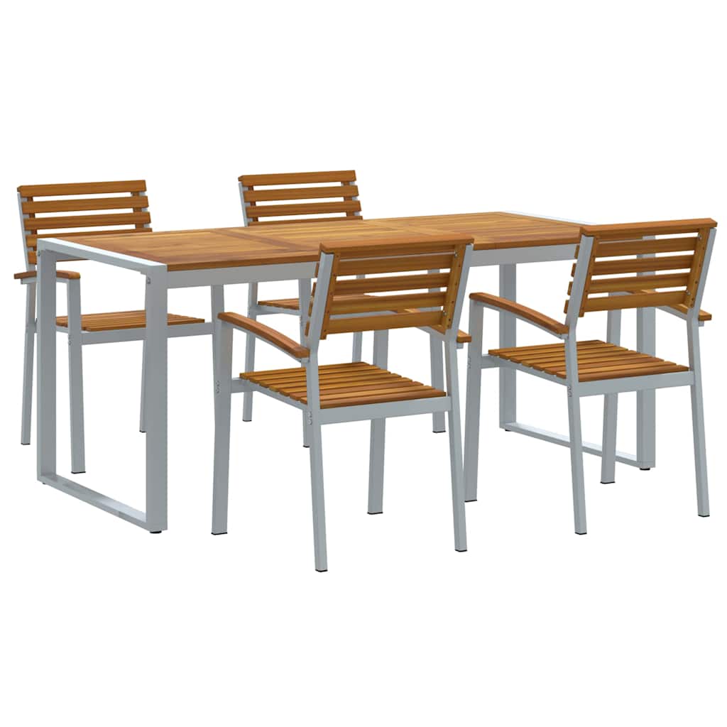 Σέτ φαγητού για κήπο 5 pcs Γκρι Στερεό Ξύλο Ακακίας
