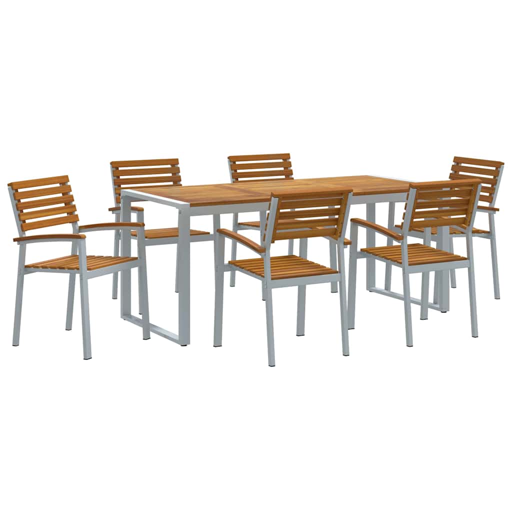 Σέτ φαγητού για κήπο 7 pcs Γκρι Στερεό Ξύλο Ακακίας