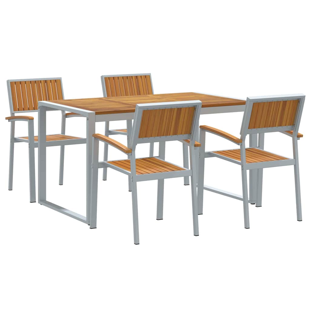 Σέτ φαγητού για κήπο 5 pcs Γκρι Στερεό Ξύλο Ακακίας