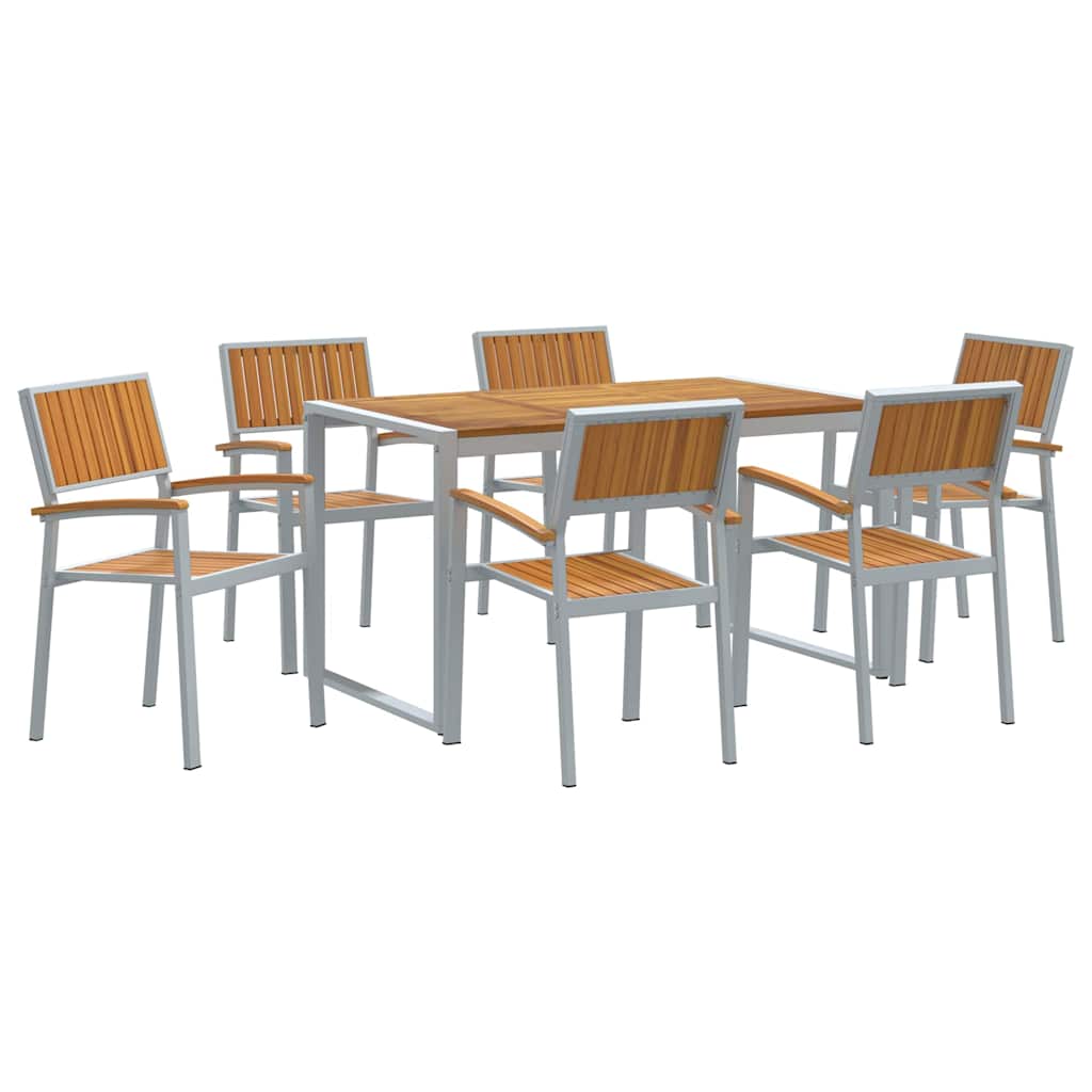 Σέτ φαγητού για κήπο 7 pcs Γκρι Στερεό Ξύλο Ακακίας