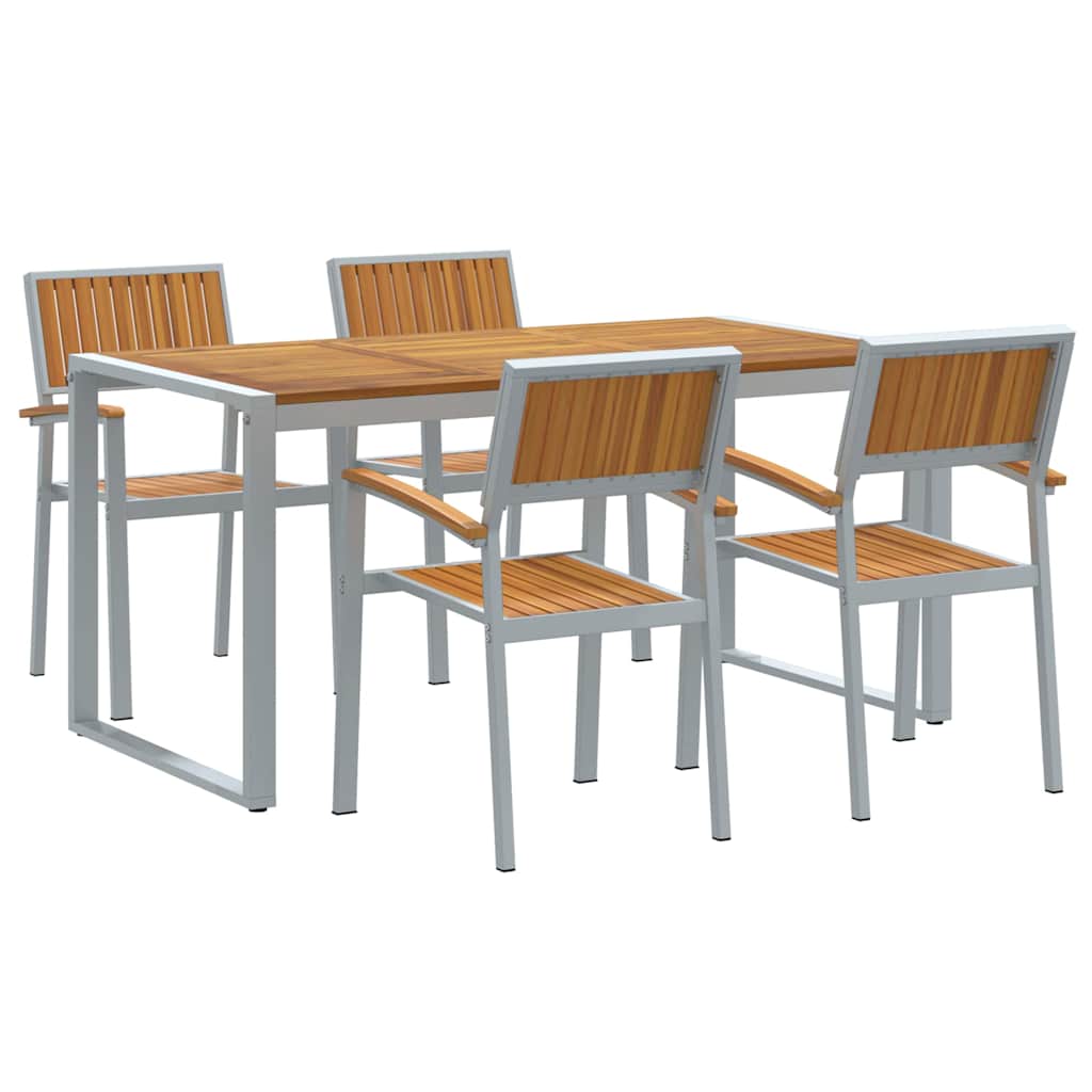 Σέτ φαγητού για κήπο 5 pcs Γκρι Στερεό Ξύλο Ακακίας