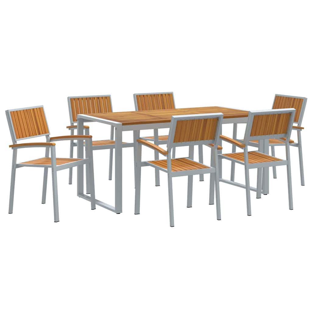 Σέτ φαγητού για κήπο 7 pcs Γκρι Στερεό Ξύλο Ακακίας