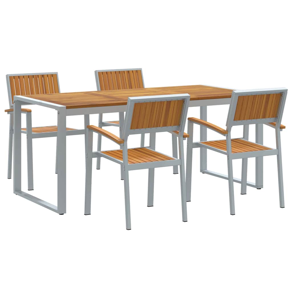 Σέτ φαγητού για κήπο 5 pcs Γκρι Στερεό Ξύλο Ακακίας