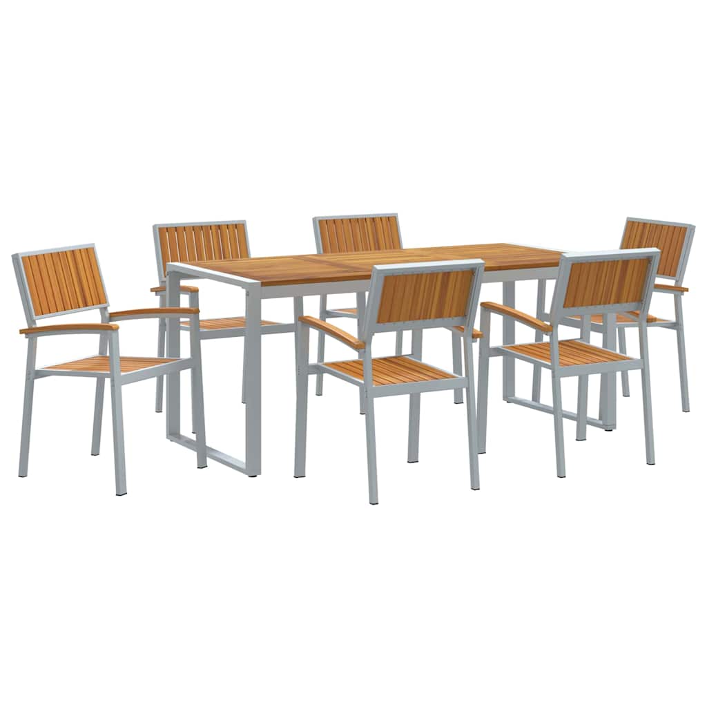 Σέτ φαγητού για κήπο 7 pcs Γκρι Στερεό Ξύλο Ακακίας