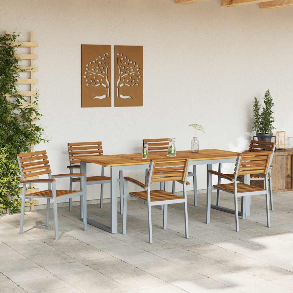 Καρέκλα Κήπου 6 pcs Καφέ 56 x 57 x 87 εκ Στερεό Ξύλο Ακακίας