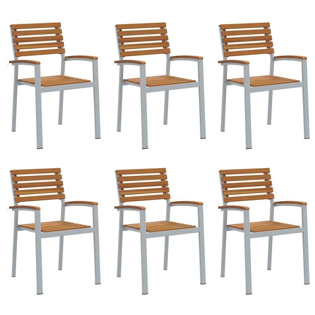 Καρέκλα Κήπου 6 pcs Καφέ 56 x 57 x 87 εκ Στερεό Ξύλο Ακακίας