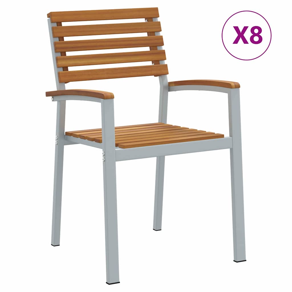 Καρέκλα Κήπου 8 pcs Καφέ 56 x 57 x 87 εκ Στερεό Ξύλο Ακακίας