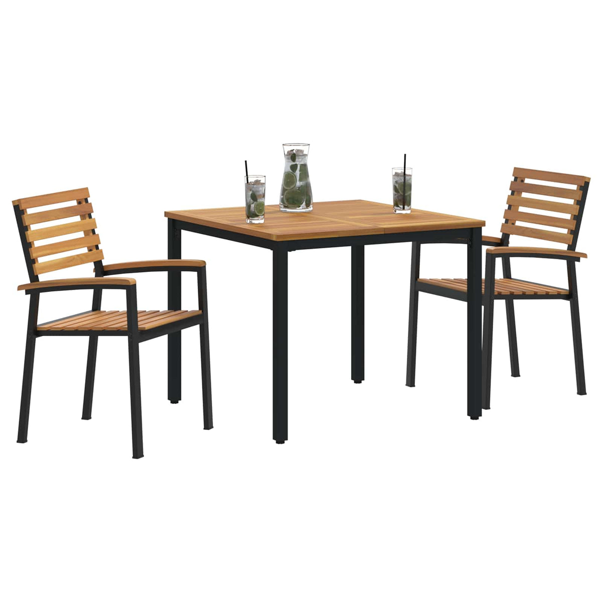 Σέτ φαγητού για κήπο 3 τμχ. Μαύρο Στερεό Ξύλο Ακακίας - Pakobazaar