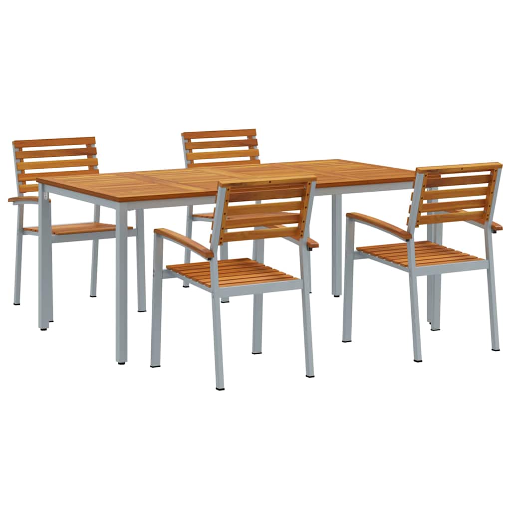 Σέτ φαγητού για κήπο 5 pcs Γκρι Στερεό Ξύλο Ακακίας