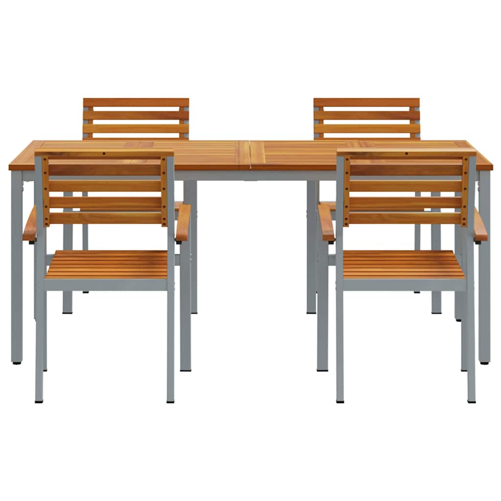 Σέτ φαγητού για κήπο 5 pcs Γκρι Στερεό Ξύλο Ακακίας