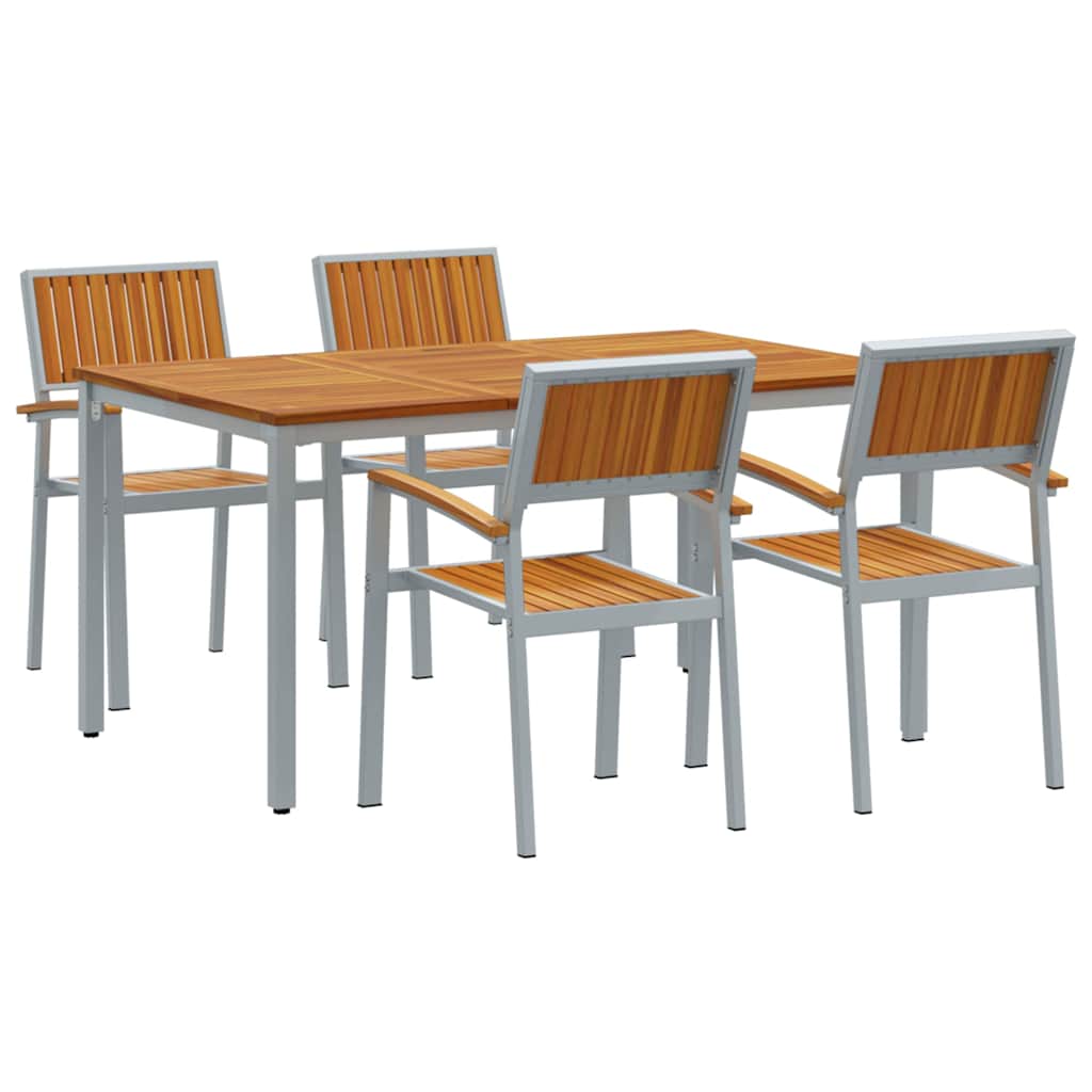Σέτ φαγητού για κήπο 5 pcs Γκρι Στερεό Ξύλο Ακακίας - Pakobazaar