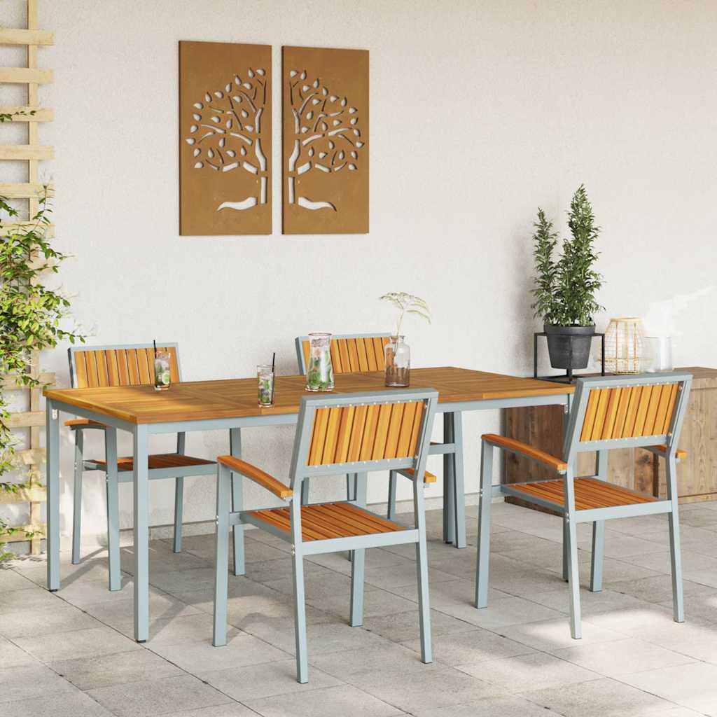 Σέτ φαγητού για κήπο 5 pcs Γκρι Στερεό Ξύλο Ακακίας
