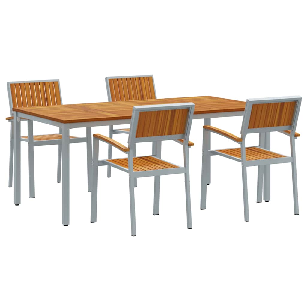 Σέτ φαγητού για κήπο 5 pcs Γκρι Στερεό Ξύλο Ακακίας