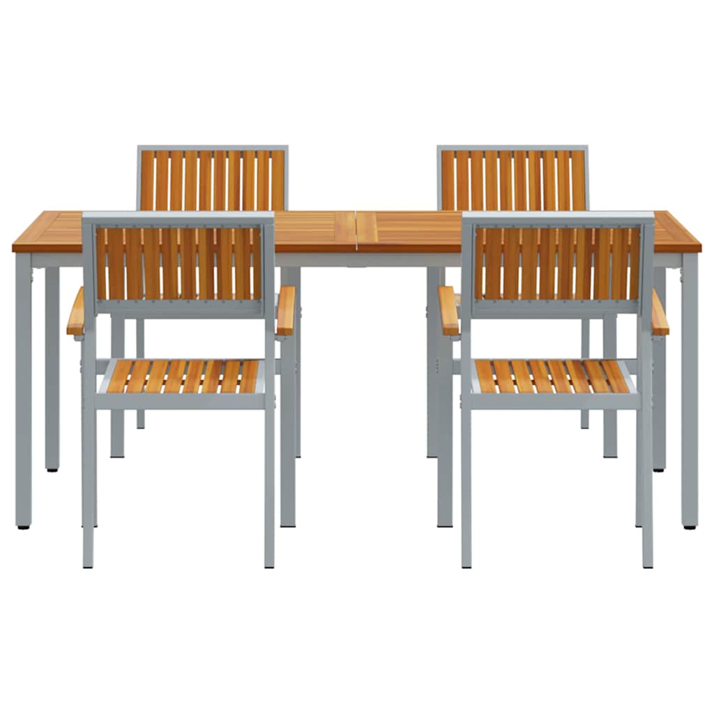 Σέτ φαγητού για κήπο 5 pcs Γκρι Στερεό Ξύλο Ακακίας