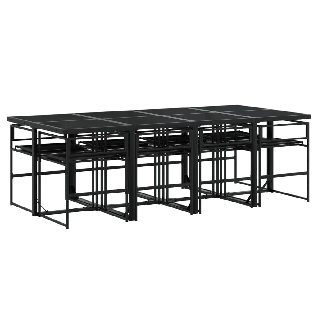 Σετ Τραπεζαρίας Κήπου 9 τεμ. Μαύρο από Textilene με Μαξιλάρια