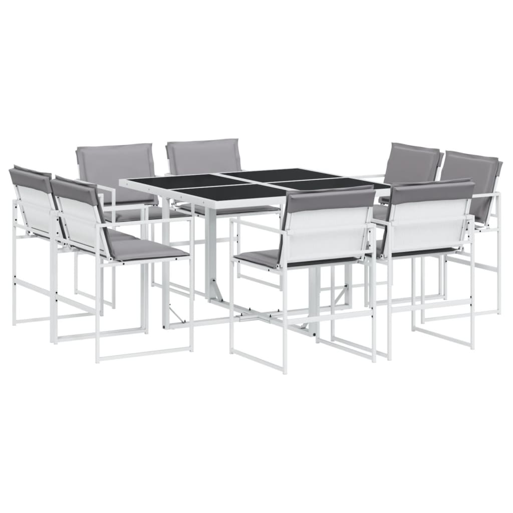 Σετ Τραπεζαρίας Κήπου 9 τεμ. Λευκός από Textilene με Μαξιλάρια