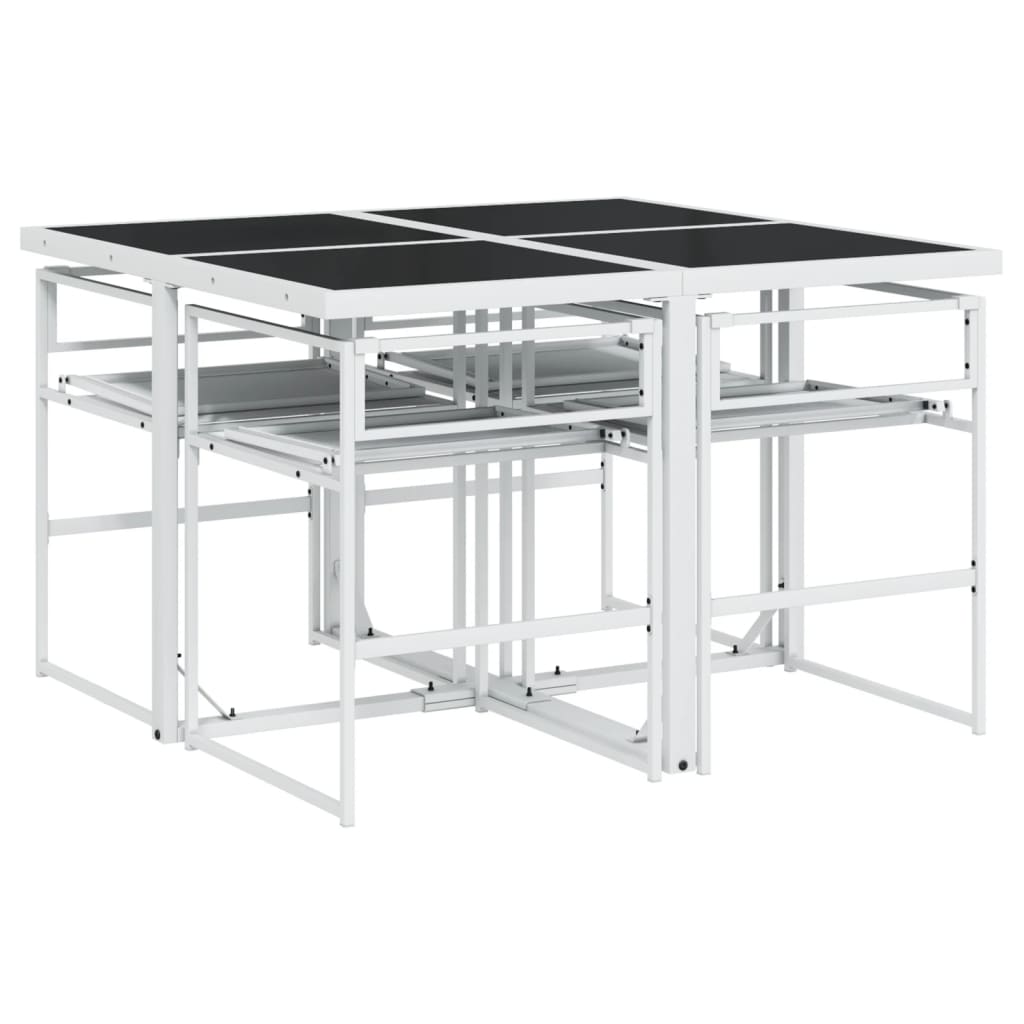 Σετ Τραπεζαρίας Κήπου 5 τεμ. Λευκός από Textilene με Μαξιλάρια