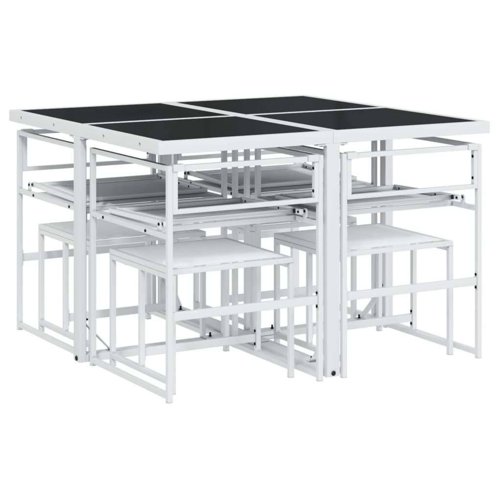 Σετ Τραπεζαρίας Κήπου 9 τεμ. Λευκός από Textilene με Μαξιλάρια