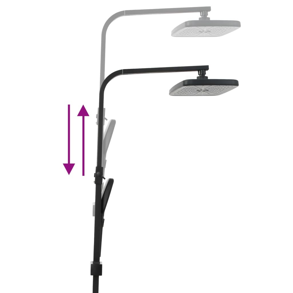 Σετ Στήλης Ντους & Τηλέφωνο Μαύρο Μπαταρία & Σπιράλ Ορείχαλκος - Pakobazaar