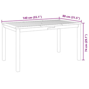 Σετ Τραπεζαρίας Κήπου 5 Τεμαχίων 140x80x74 εκ. από Μασίφ Ξύλο Ακακίας