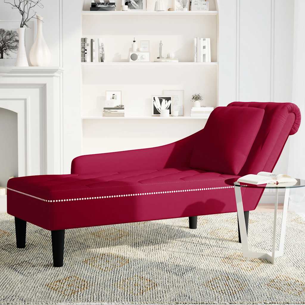 Ανάκλιντρο Μπορντό Υφασμάτινο με Μαξιλάρι και Βελούδινο