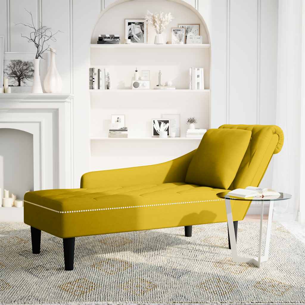 Ανάκλιντρο Κίτρινο Υφασμάτινο με Μαξιλάρι και Βελούδινο