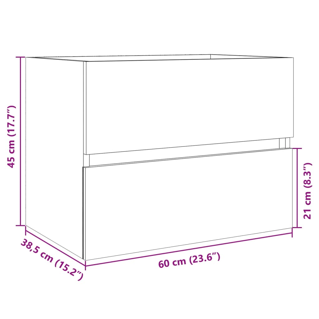 Ντουλάπι Νιπτήρα Sonoma Δρυς 60x38,5x45 εκ. Επεξεργασμένο Ξύλο - Pakobazaar