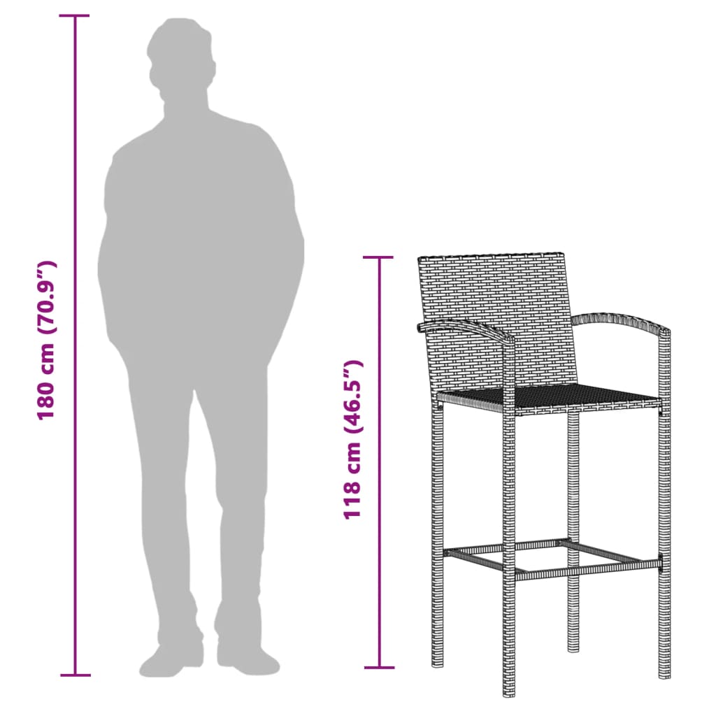 Σετ Μπαρ Κήπου 5 Τεμ. Καφέ Μασίφ Ξύλο Ακακίας και Συνθ. Ρατάν