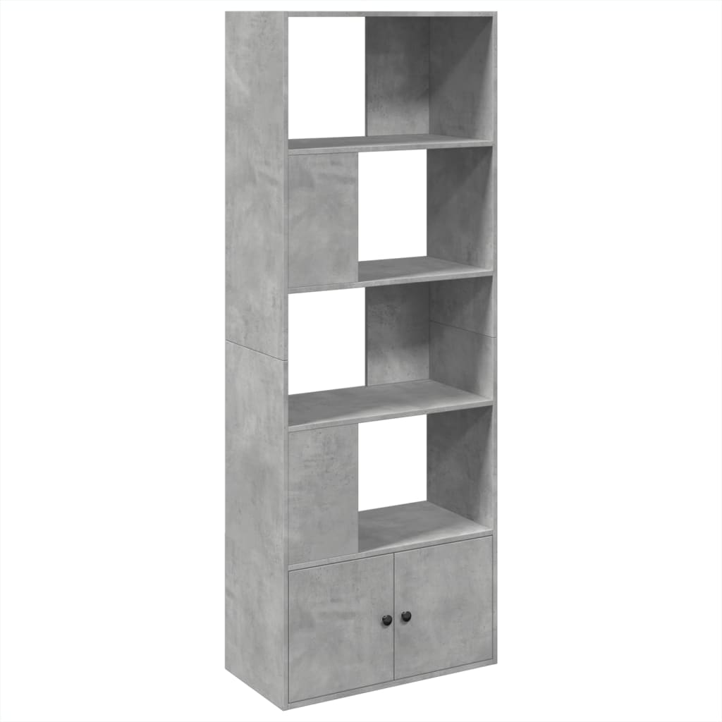 Βιβλιοθήκη Γκρι Σκυροδέματος 70x36x189 εκ. Επεξεργ. Ξύλο - Pakobazaar