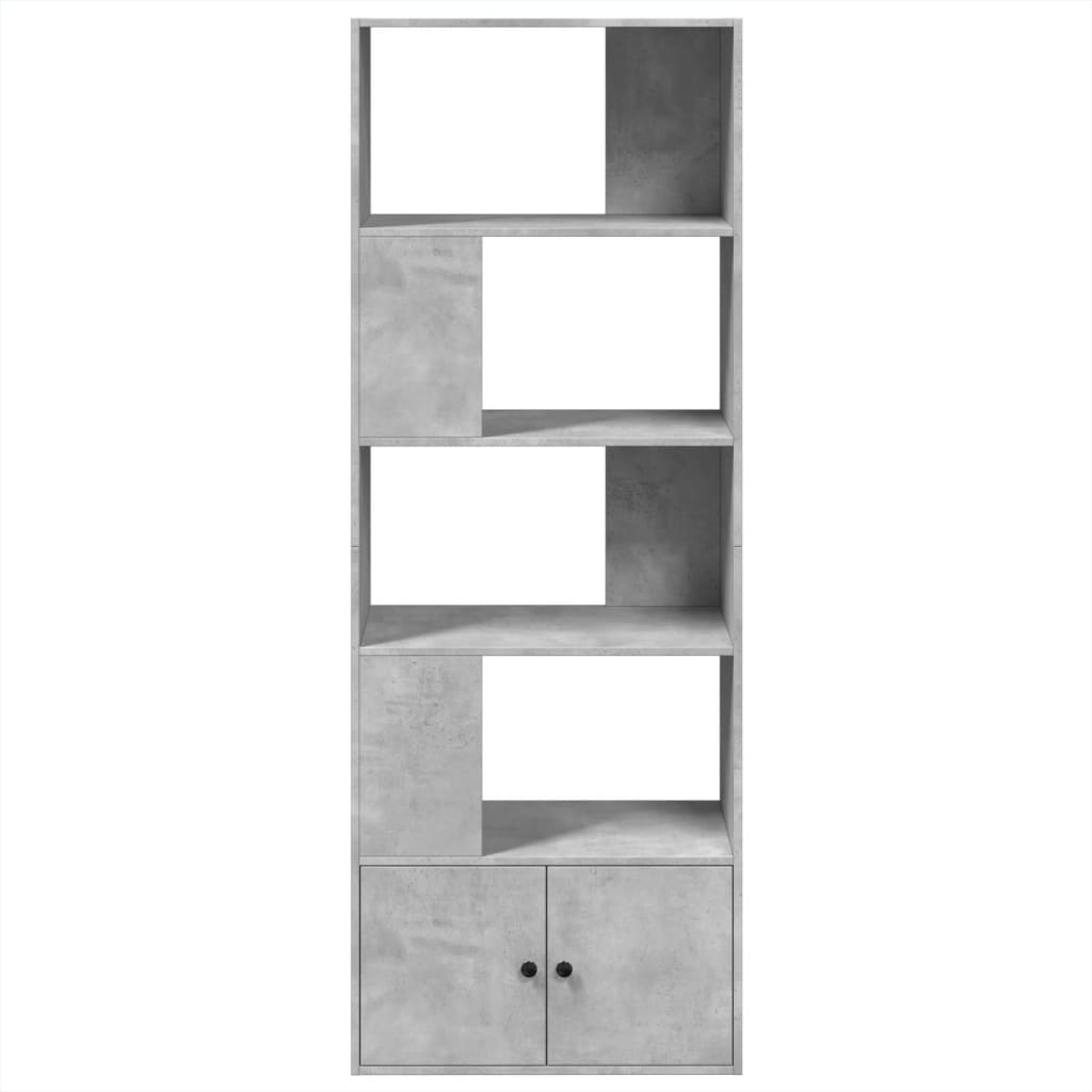 Βιβλιοθήκη Γκρι Σκυροδέματος 70x36x189 εκ. Επεξεργ. Ξύλο - Pakobazaar