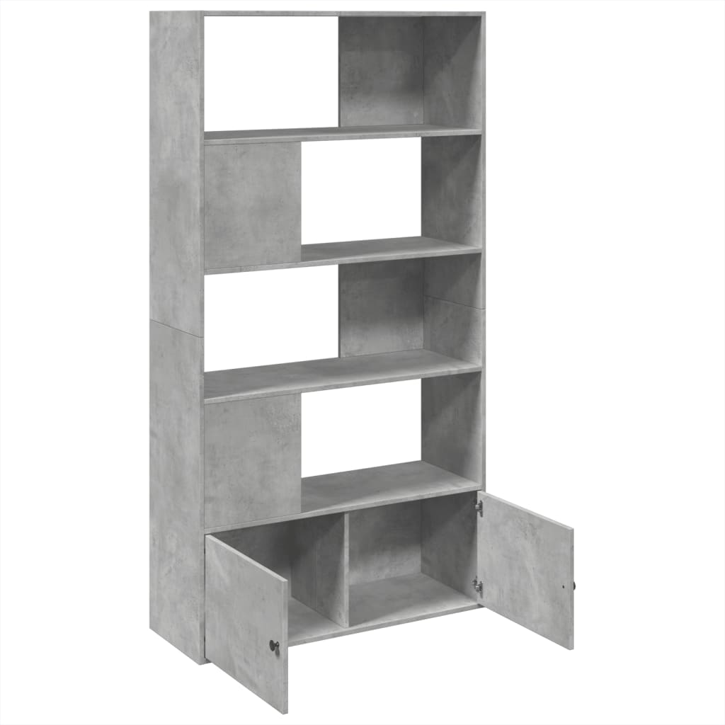 Βιβλιοθήκη Γκρι Σκυροδέματος 100x36x189 εκ. Επεξεργ. Ξύλο - Pakobazaar