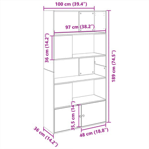 Βιβλιοθήκη Γκρι Σκυροδέματος 100x36x189 εκ. Επεξεργ. Ξύλο - Pakobazaar