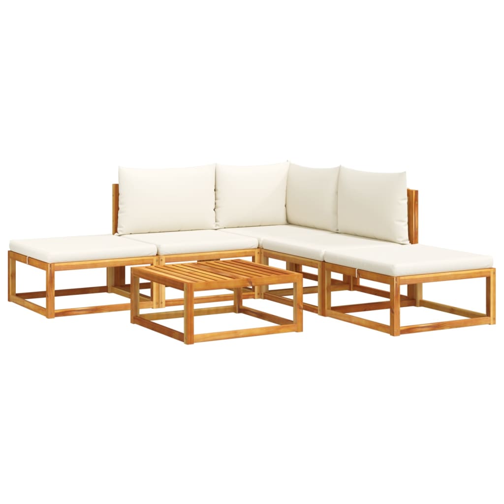 Σετ Καναπέδων Κήπου 6 Τεμαχίων με Μαξιλάρια από Ξύλο Ακακίας και Σχοινί