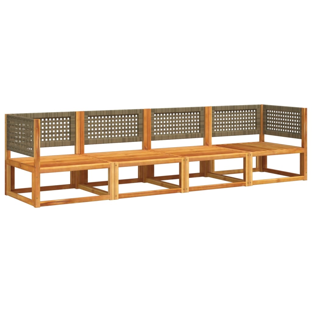 Σετ Καναπέδων Κήπου 4 Τεμαχίων με Μαξιλάρια από Ξύλο Ακακίας και Ρατάν