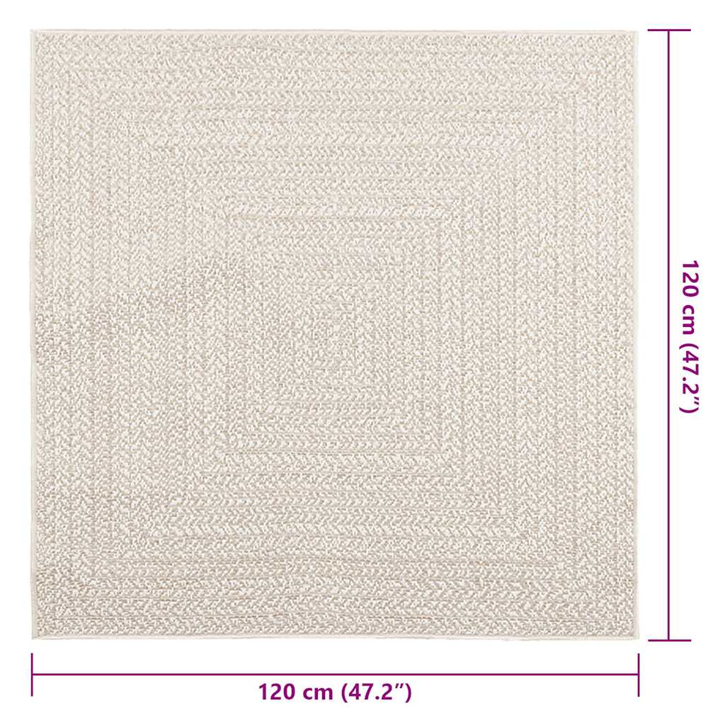 Χαλί ZIZUR Κρεμ Όψη Γιούτας Εσωτ. & Εξωτ. Χώρου 120x120 εκ. - Pakobazaar