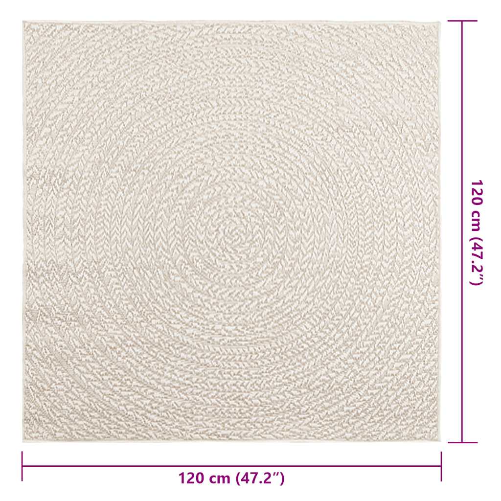 Χαλί ZIZUR Κρεμ Όψη Γιούτας Εσωτ. & Εξωτ. Χώρου 120x120 εκ.